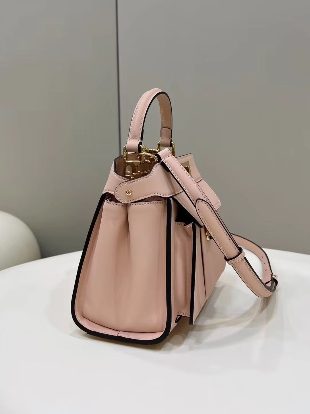 FENDI PEEKABOO MINI 23 BAG IN LIGHT PINK CALFSKIN WITH GOLD HARDWARE mysite