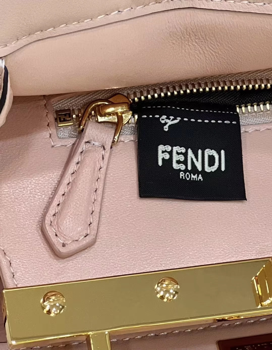 FENDI PEEKABOO MINI 23 BAG IN LIGHT PINK CALFSKIN WITH GOLD HARDWARE mysite