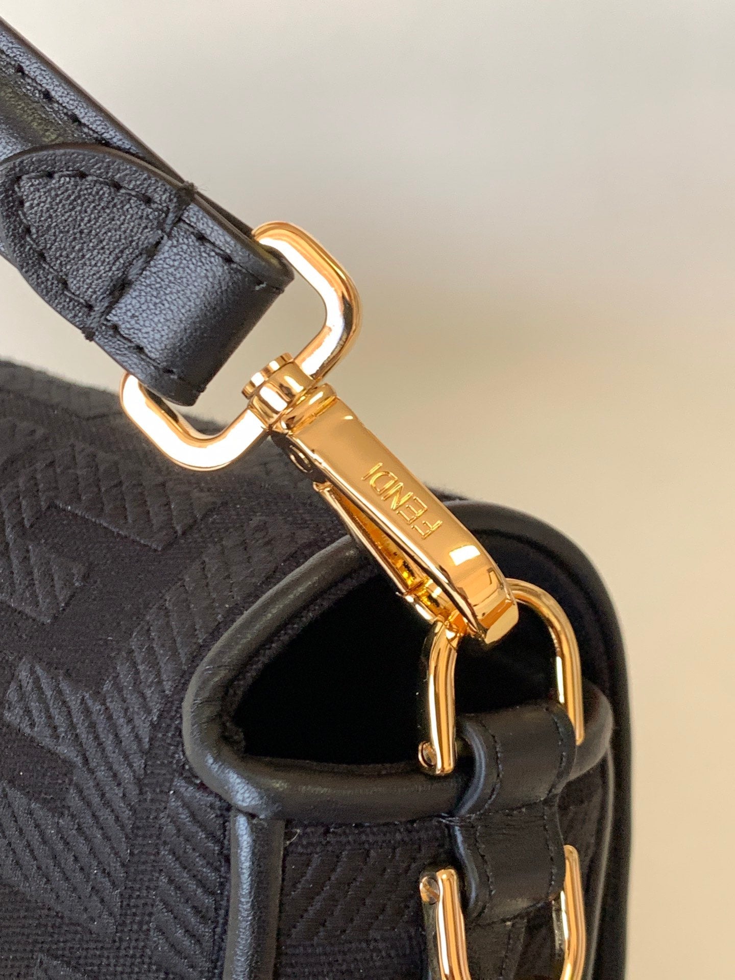 Fend Baguette Black Canvas Bag 27 with FF Embroidery Ghw mysite