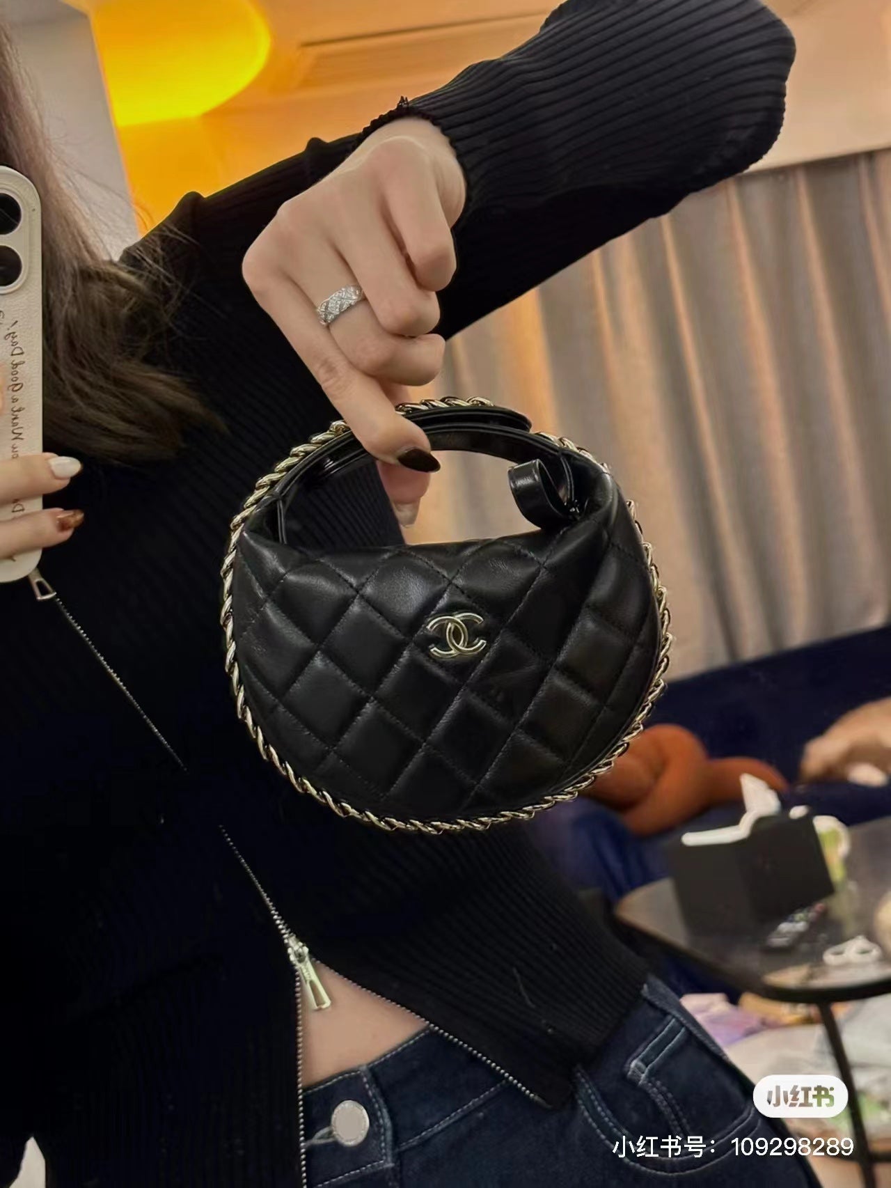 MINI HOBO BAG 16 IN BLACK LAMBSKIN mysite
