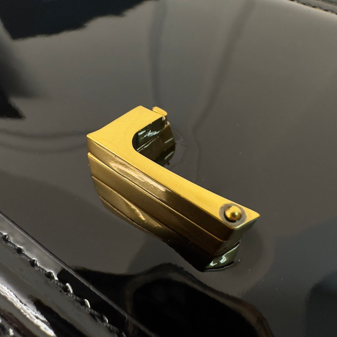 YSL Solferino Small Satchel Bag Black Gold Patent Leather 339430 mysite