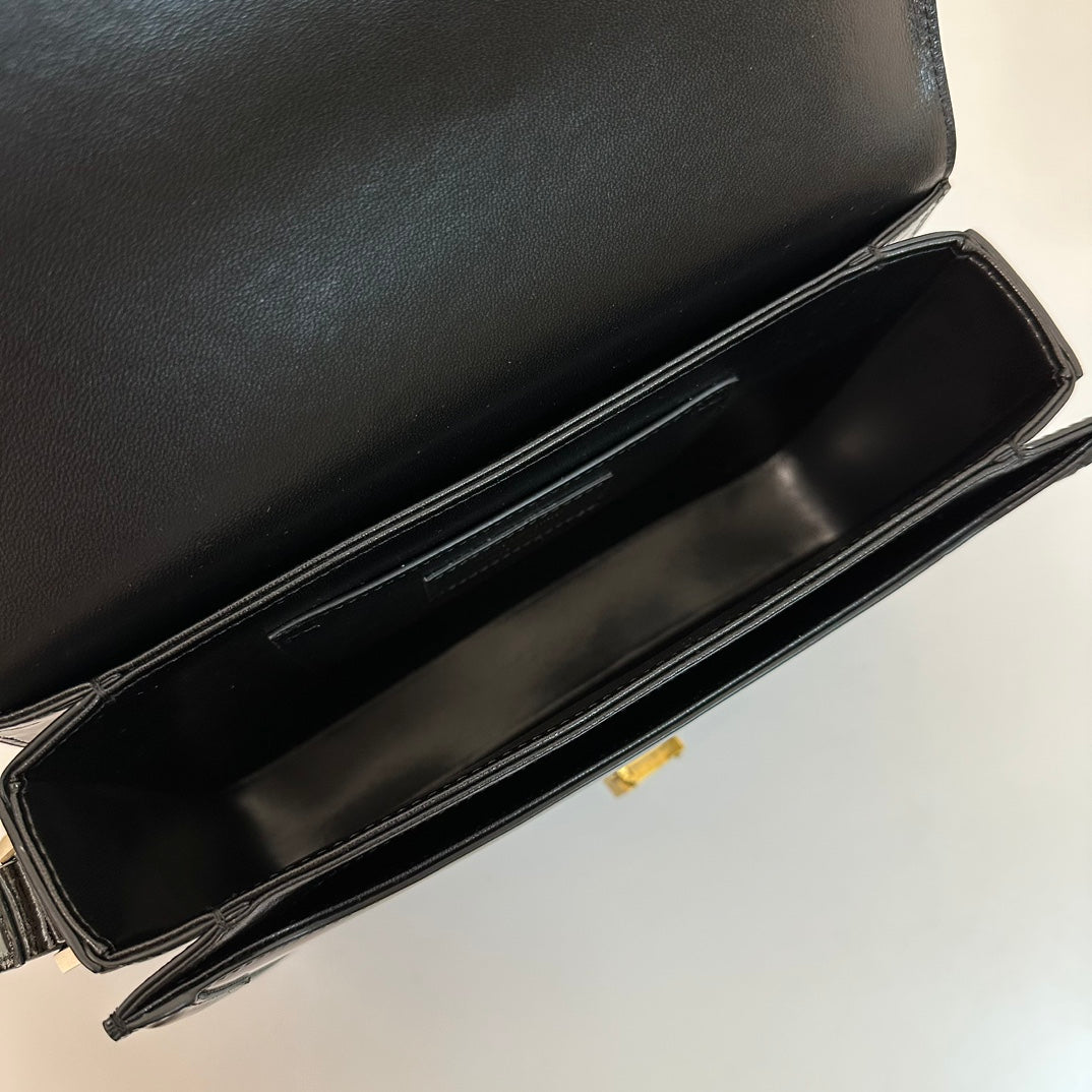 YSL Solferino Small Satchel Bag Black Gold Patent Leather 339430 mysite