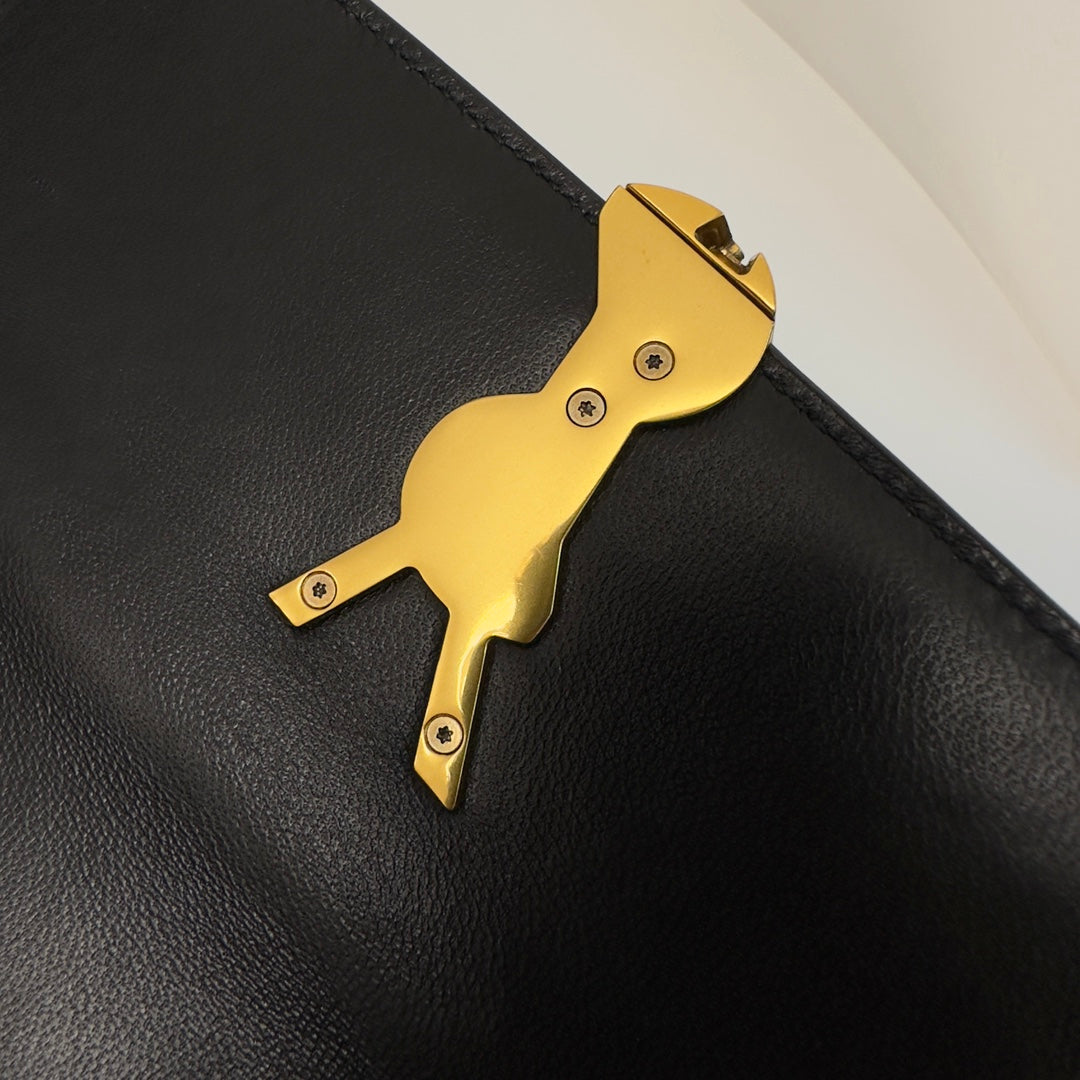 YSL Solferino Small Satchel Bag Black Gold Patent Leather 339430 mysite