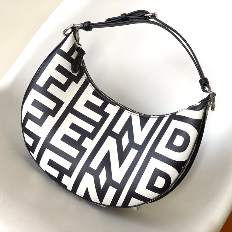 FENDIGRAPHY SMALL 29 IN WHITE MIX BLACK SMOOTH CALFSKIN SILVER HARDWARE mysite