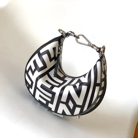 FENDIGRAPHY MINI 16 IN WHITE MIX BLACK SMOOTH CALFSKIN SILVER HARDWARE mysite