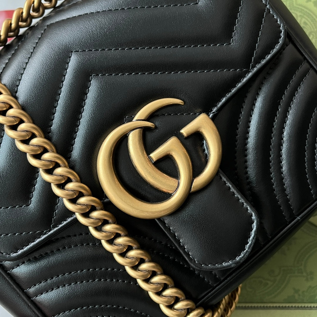 gg marmont mini 18cm black calfskin gold hardware mysite