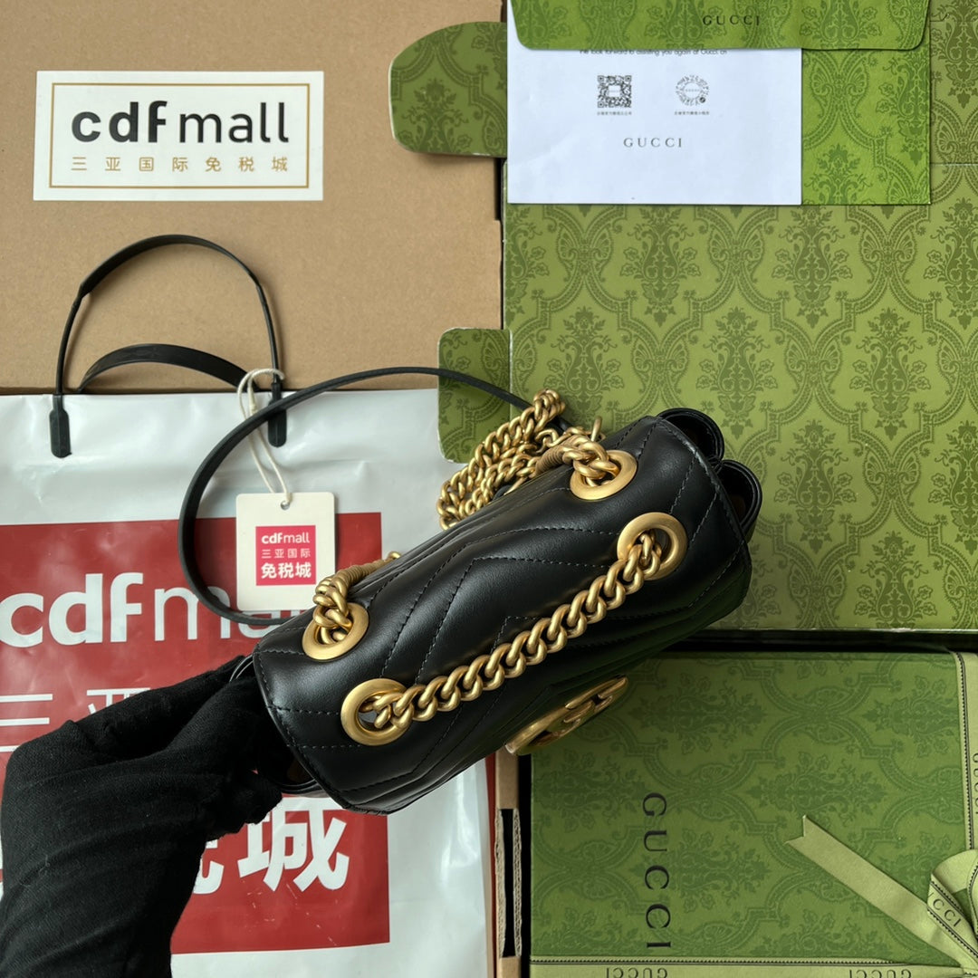 gg marmont mini 18cm black calfskin gold hardware mysite