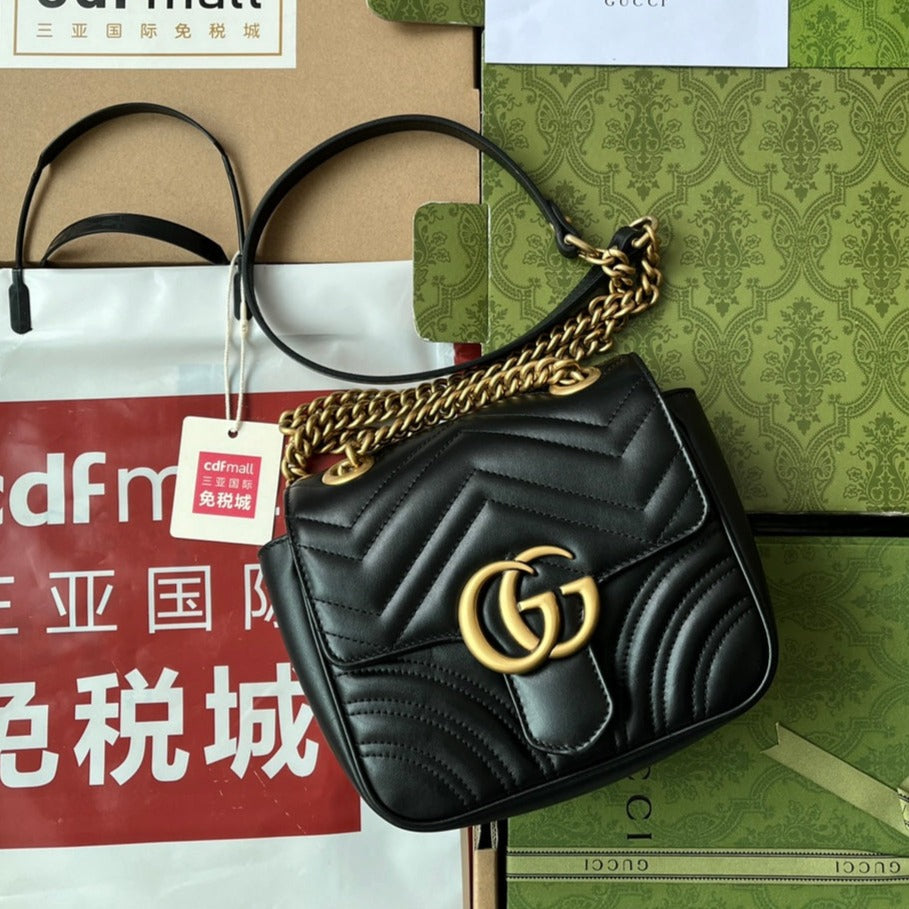 gg marmont mini 18cm black calfskin gold hardware mysite