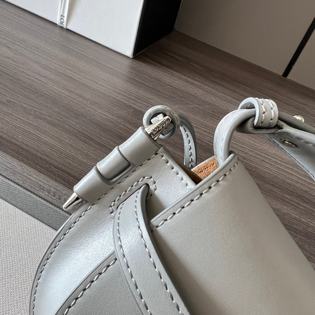 Mini Gate Dual bag in soft calfskin and jacquard grey smooth caflskin mysite