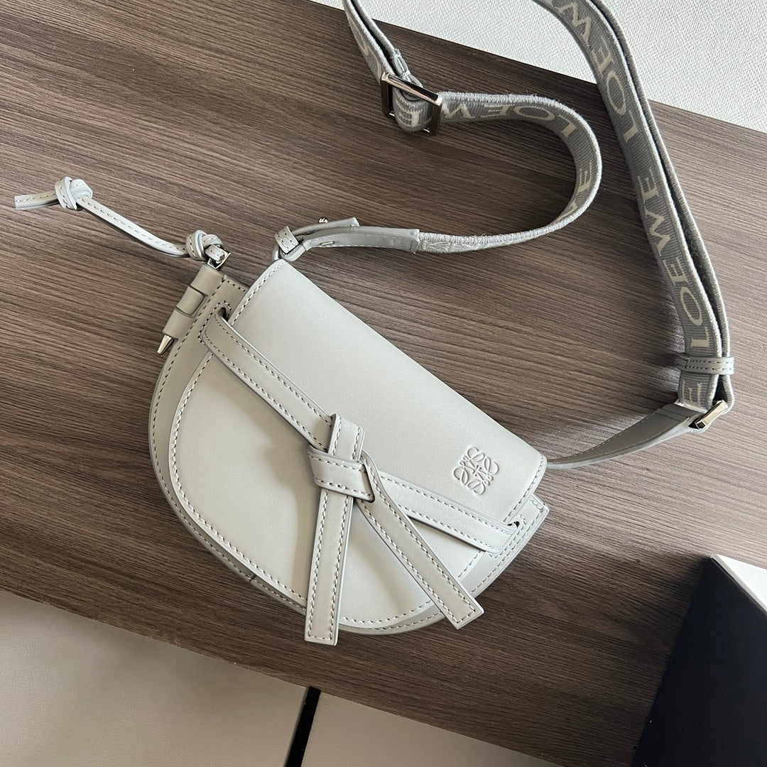 Mini Gate Dual bag in soft calfskin and jacquard grey smooth caflskin mysite