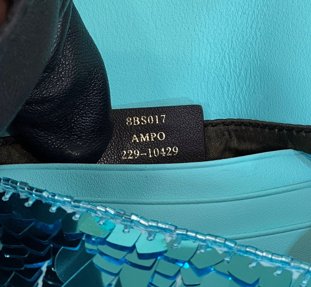 BAGUETTE MINI 19 IN BRIGHT TURQUOISE SEQUINS GOLD HARDWARE mysite