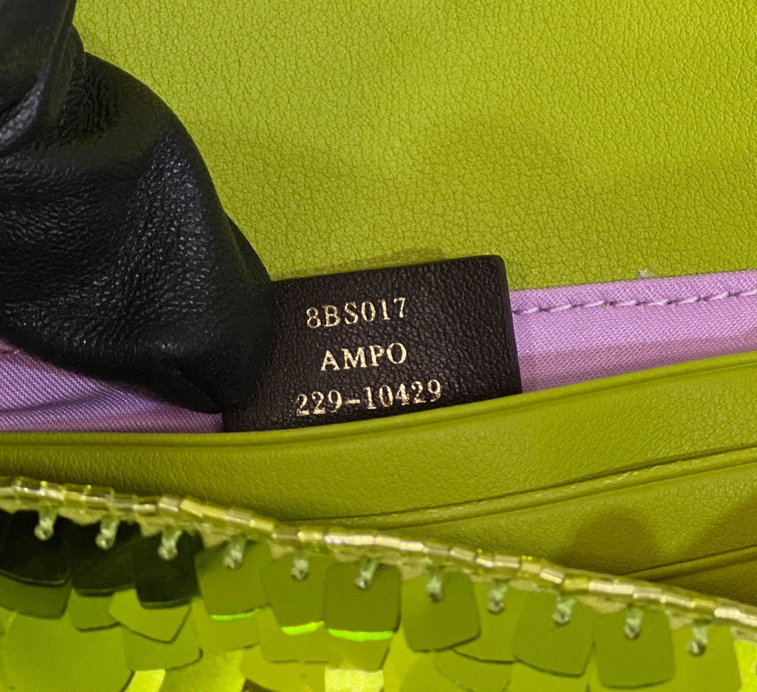 BAGUETTE MINI 19 IN LIMERICK GREEN SEQUINS GOLD HARDWARE mysite