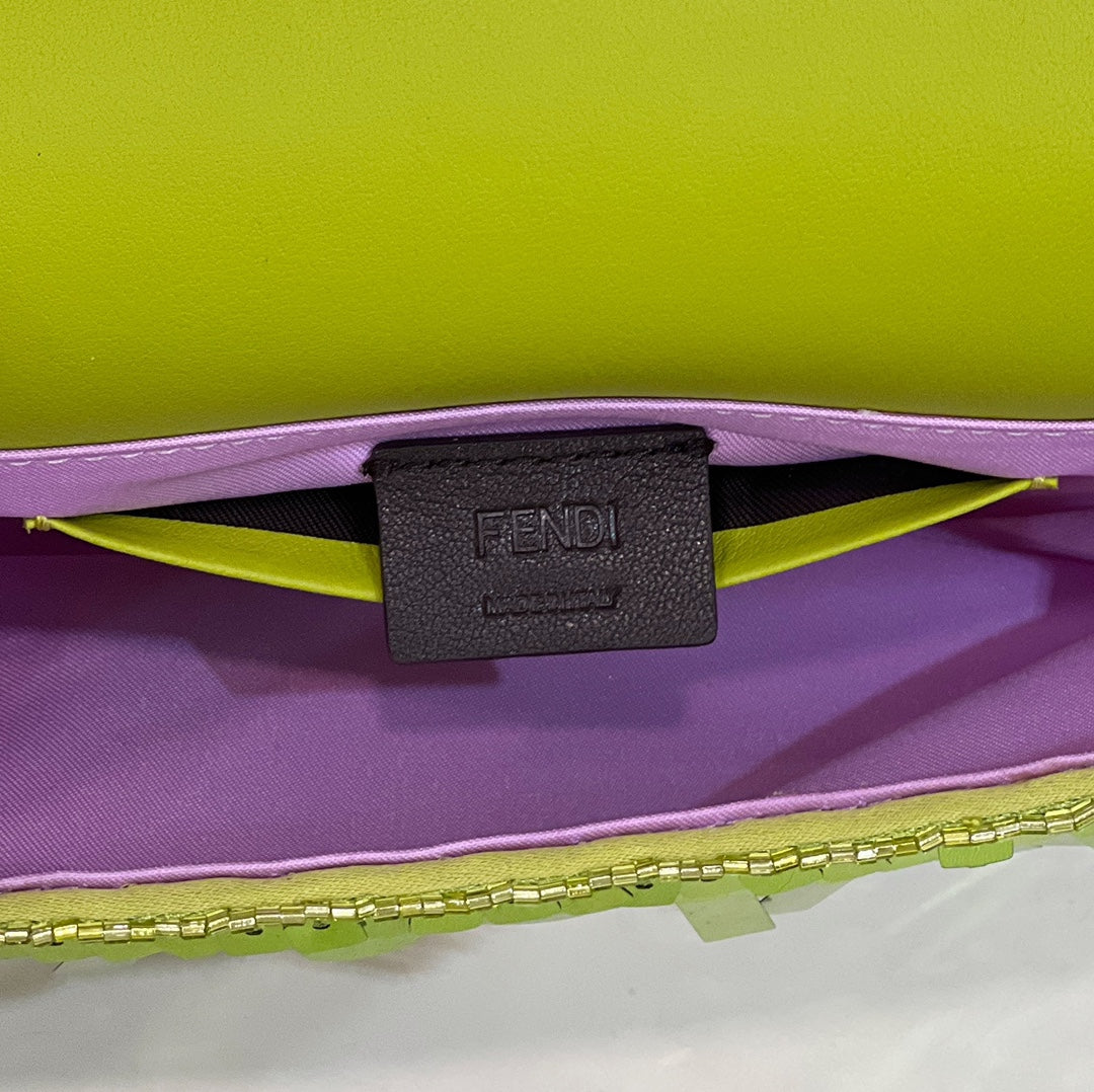 BAGUETTE MINI 19 IN LIMERICK GREEN SEQUINS GOLD HARDWARE mysite