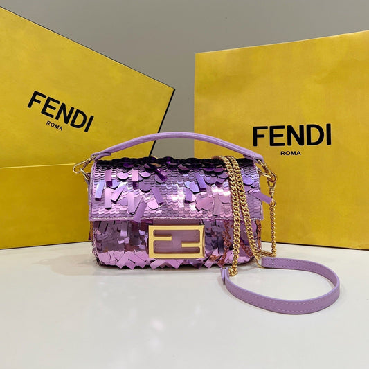 BAGUETTE MINI 19 IN PERIWINKLE PURPLE SEQUINS GOLD HARDWARE mysite