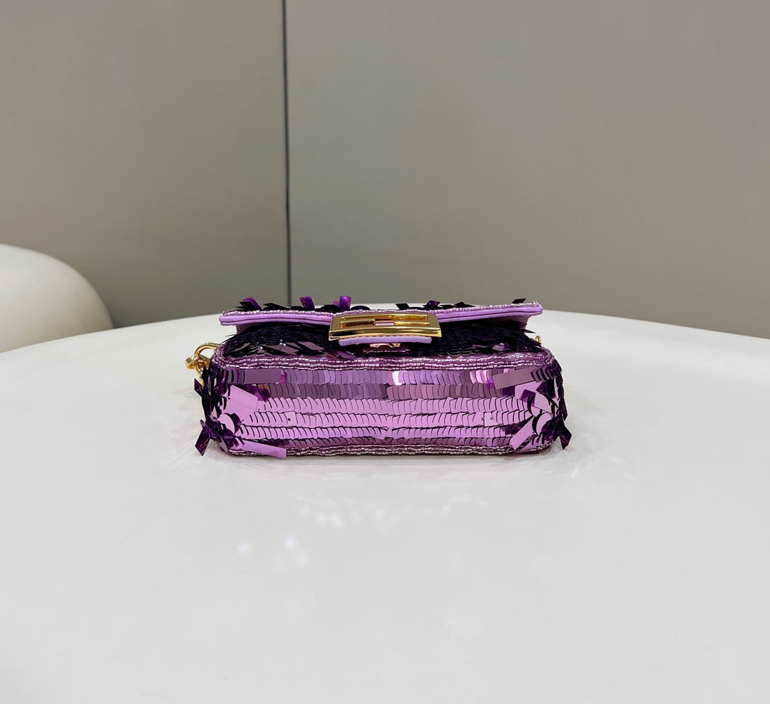 BAGUETTE MINI 19 IN PERIWINKLE PURPLE SEQUINS GOLD HARDWARE mysite