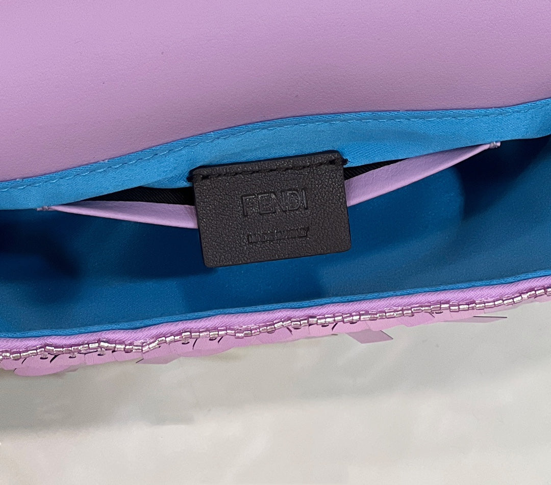 BAGUETTE MINI 19 IN PERIWINKLE PURPLE SEQUINS GOLD HARDWARE mysite