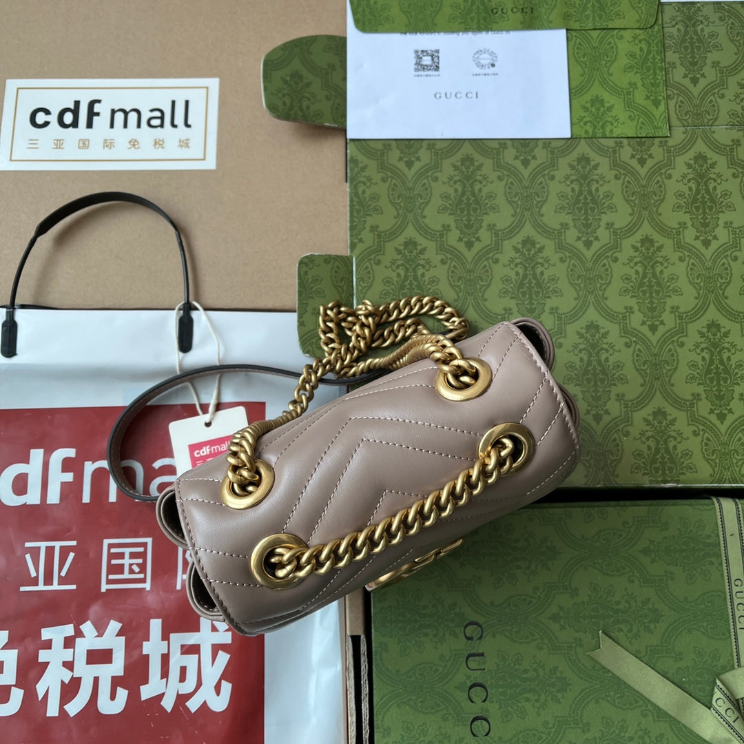 gg marmont mini 18cm dark nude calfskin gold hardware mysite