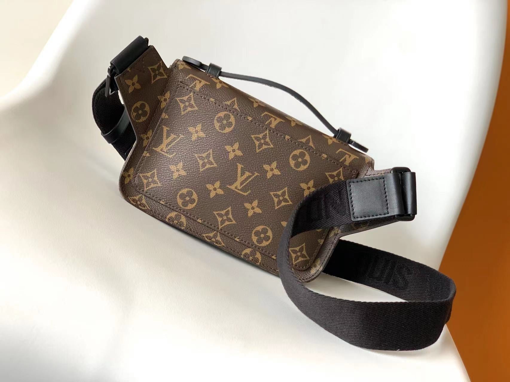 LV  S Lock Sling Bag 21cm Brown Black Monogram Macassar Canvas mysite