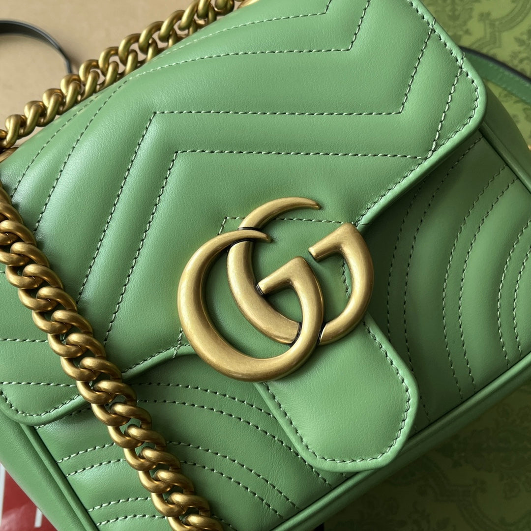 gg marmont mini 18cm green calfskin gold hardware mysite
