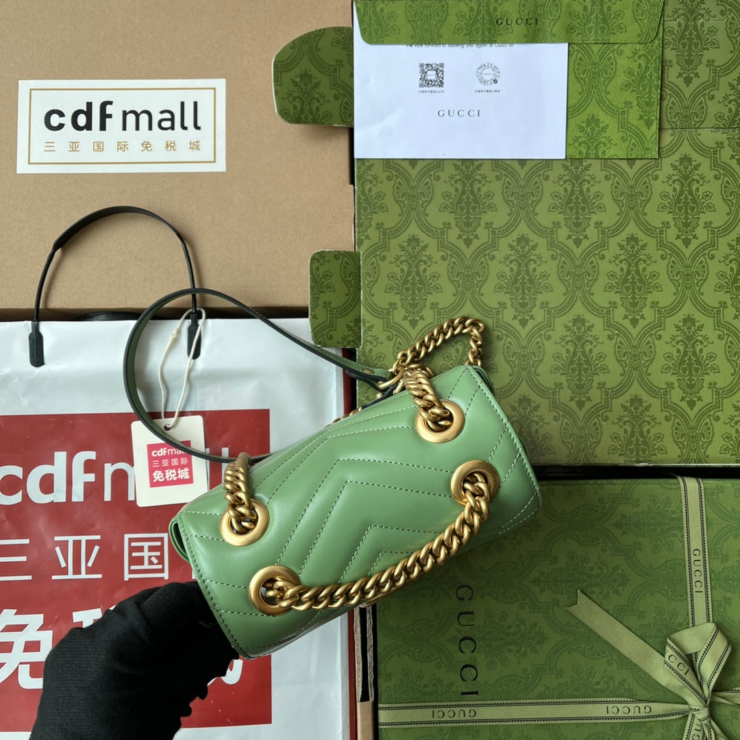 gg marmont mini 18cm green calfskin gold hardware mysite