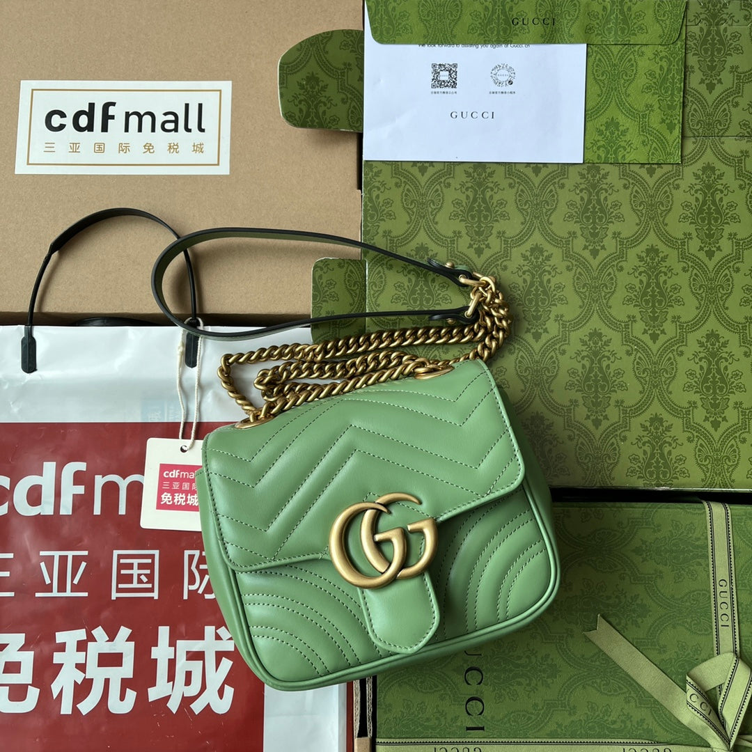 gg marmont mini 18cm green calfskin gold hardware mysite
