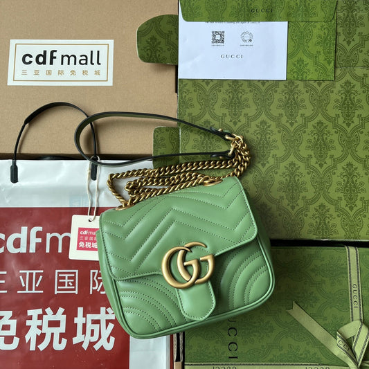 gg marmont mini 18cm green calfskin gold hardware mysite