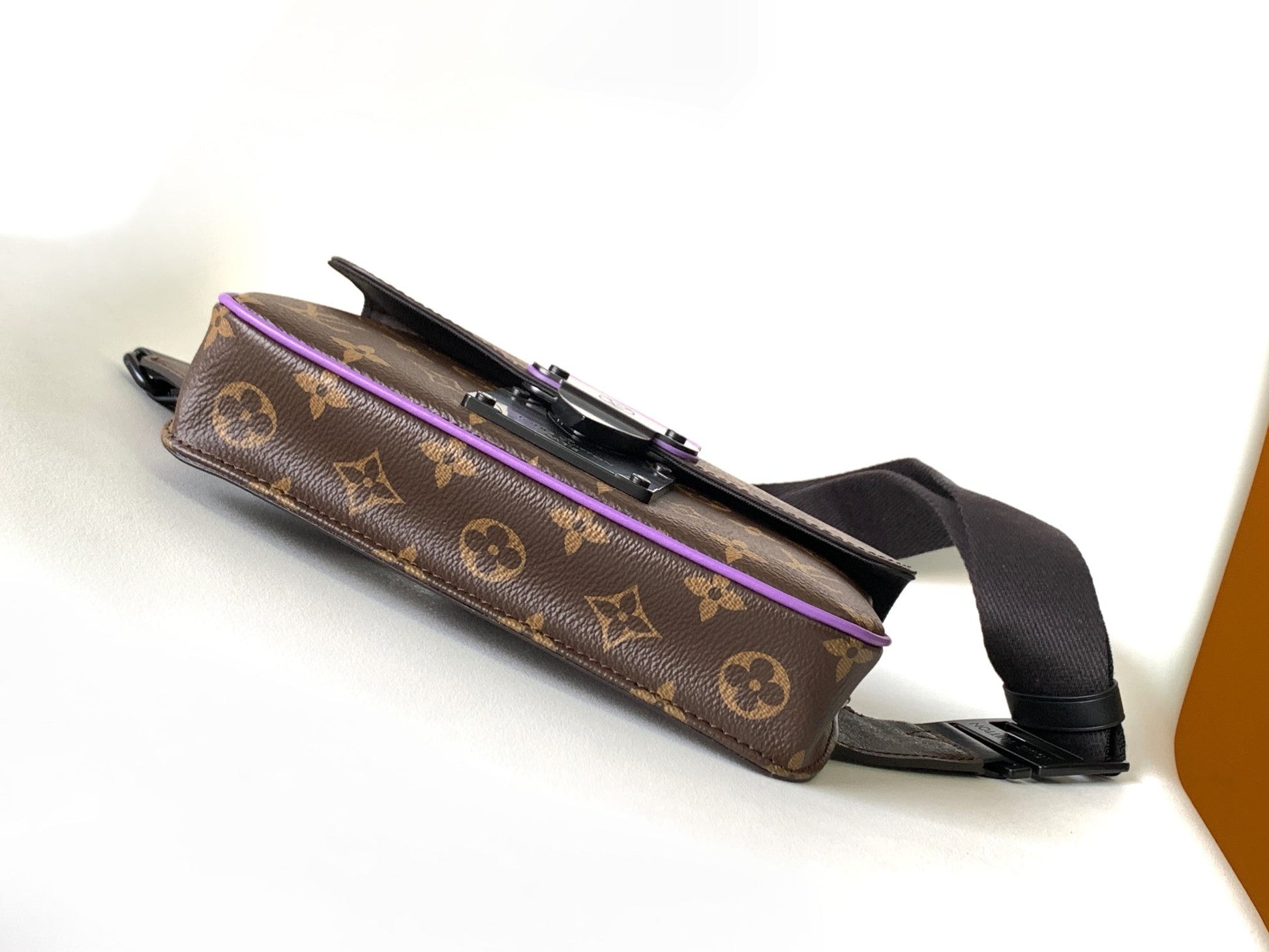 LV  S Lock Sling Bag 21cm Brown Purple Monogram Macassar Canvas mysite