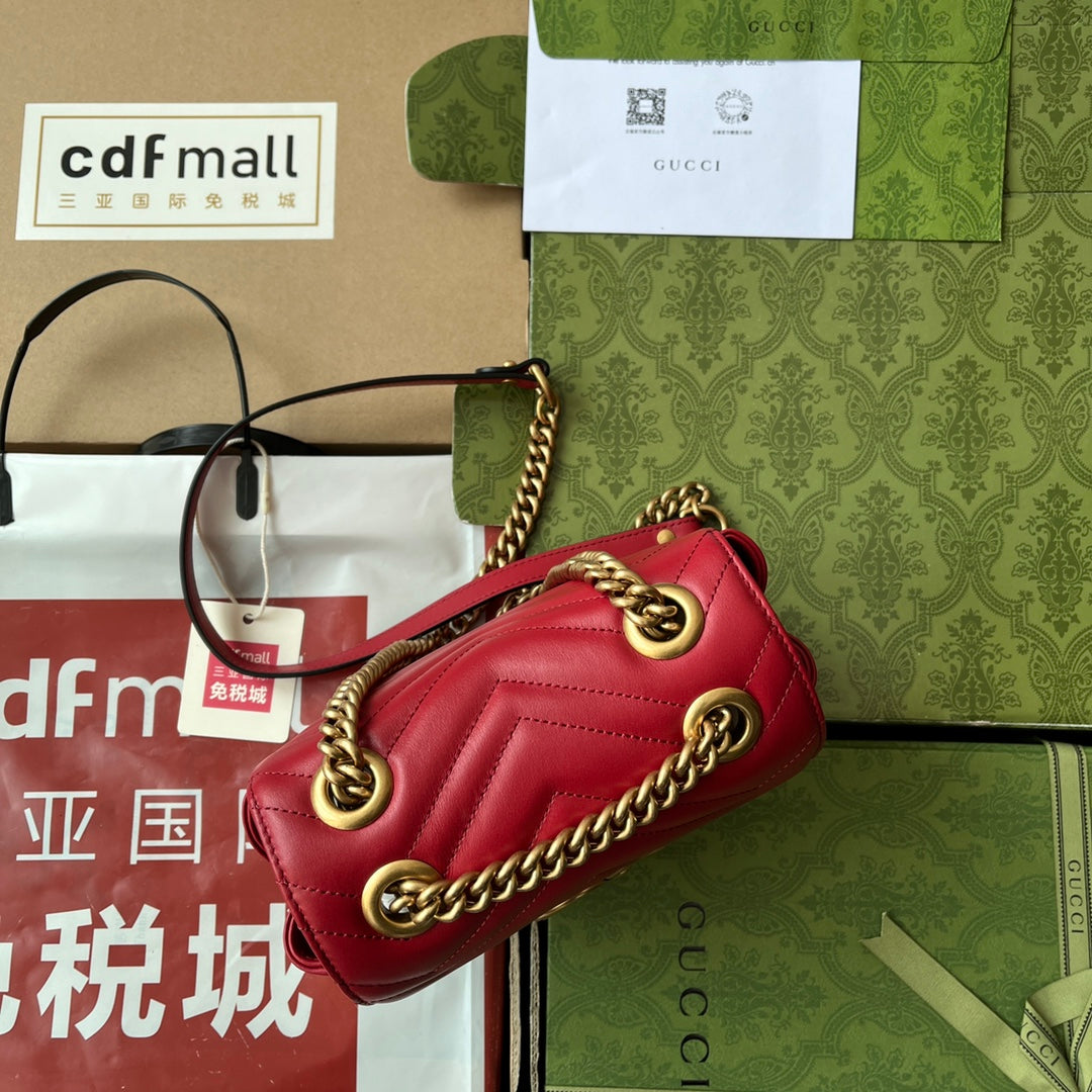 gg marmont mini 18cm red calfskin gold hardware mysite