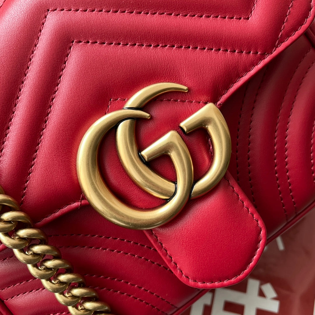 gg marmont mini 18cm red calfskin gold hardware mysite