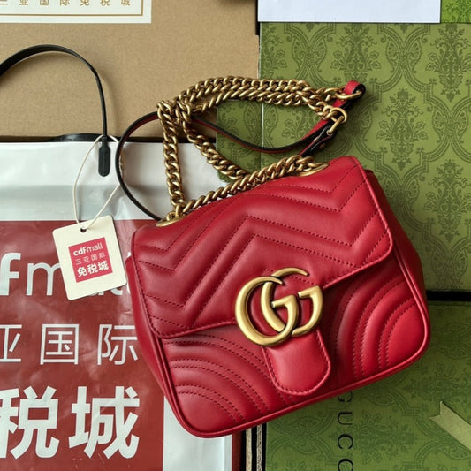 gg marmont mini 18cm red calfskin gold hardware mysite