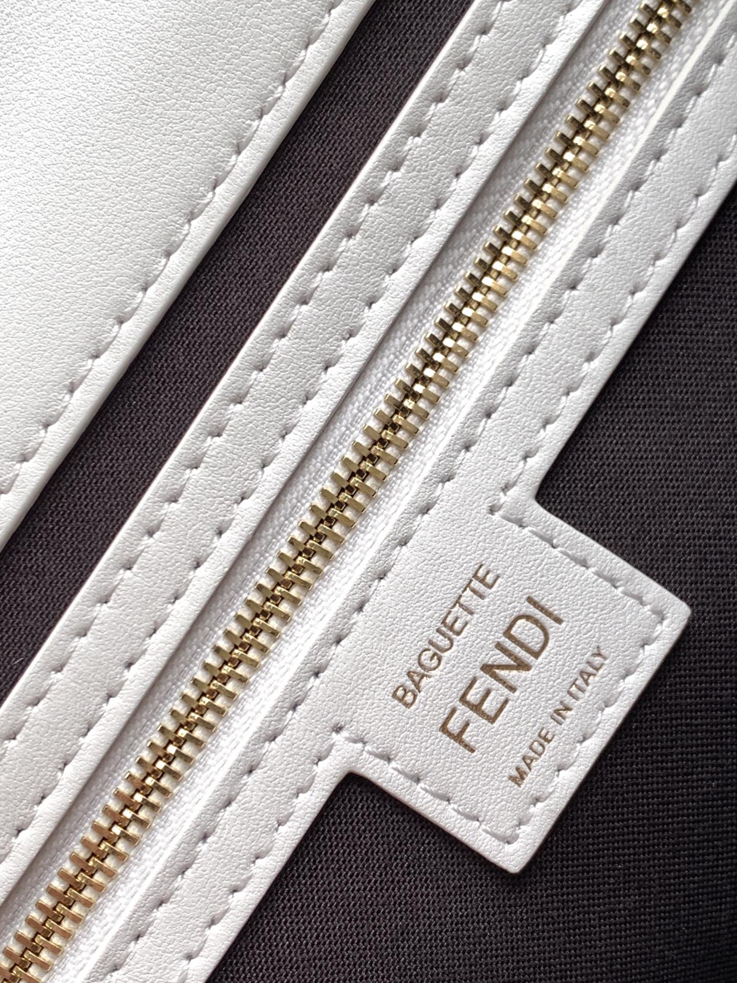 Fend Baguette 27 Bag With FF Motif White Leather Ghw mysite