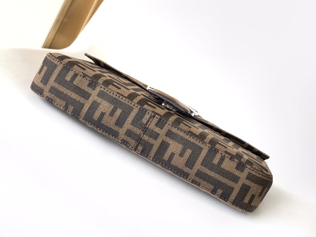 Fend Baguette 27 Shoulder Bag Brown FF Jacquard Fabric Bag Shw mysite