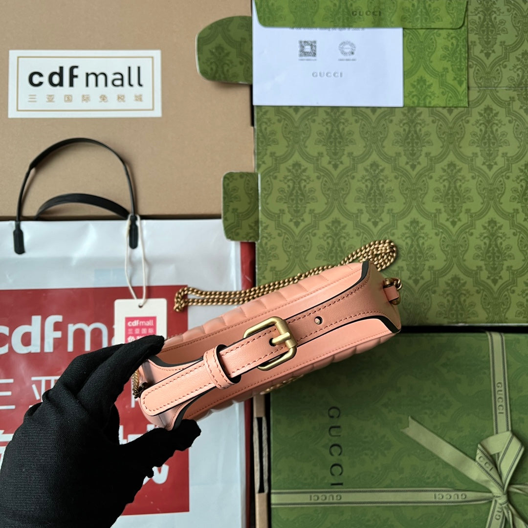 gg marmont half-moon shaped 21cm peach calfskin gold hardware mysite