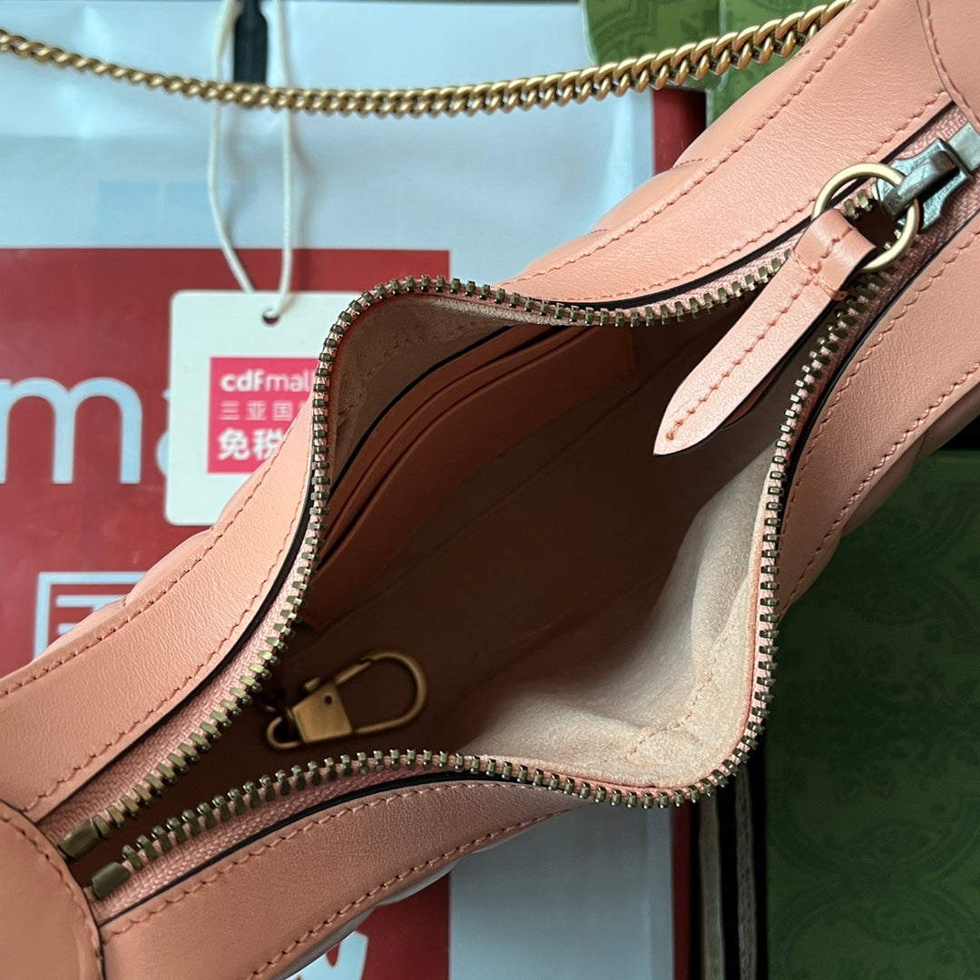 gg marmont half-moon shaped 21cm peach calfskin gold hardware mysite