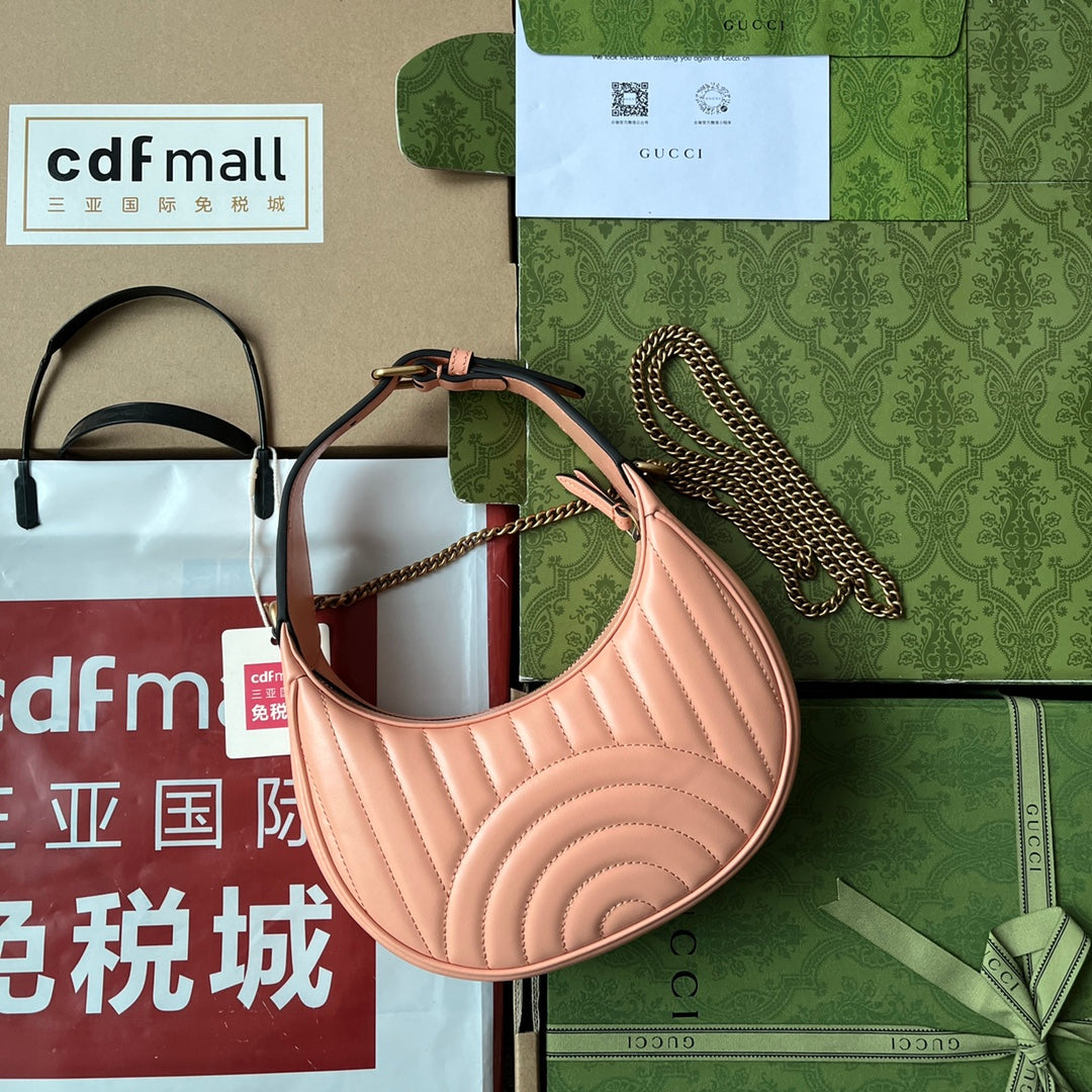 gg marmont half-moon shaped 21cm peach calfskin gold hardware mysite