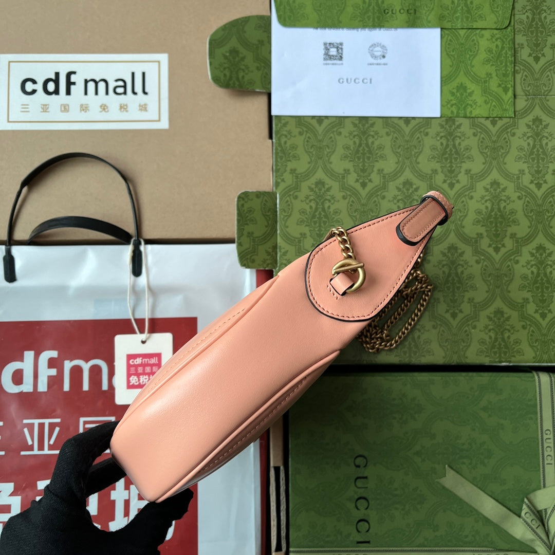 gg marmont half-moon shaped 21cm peach calfskin gold hardware mysite