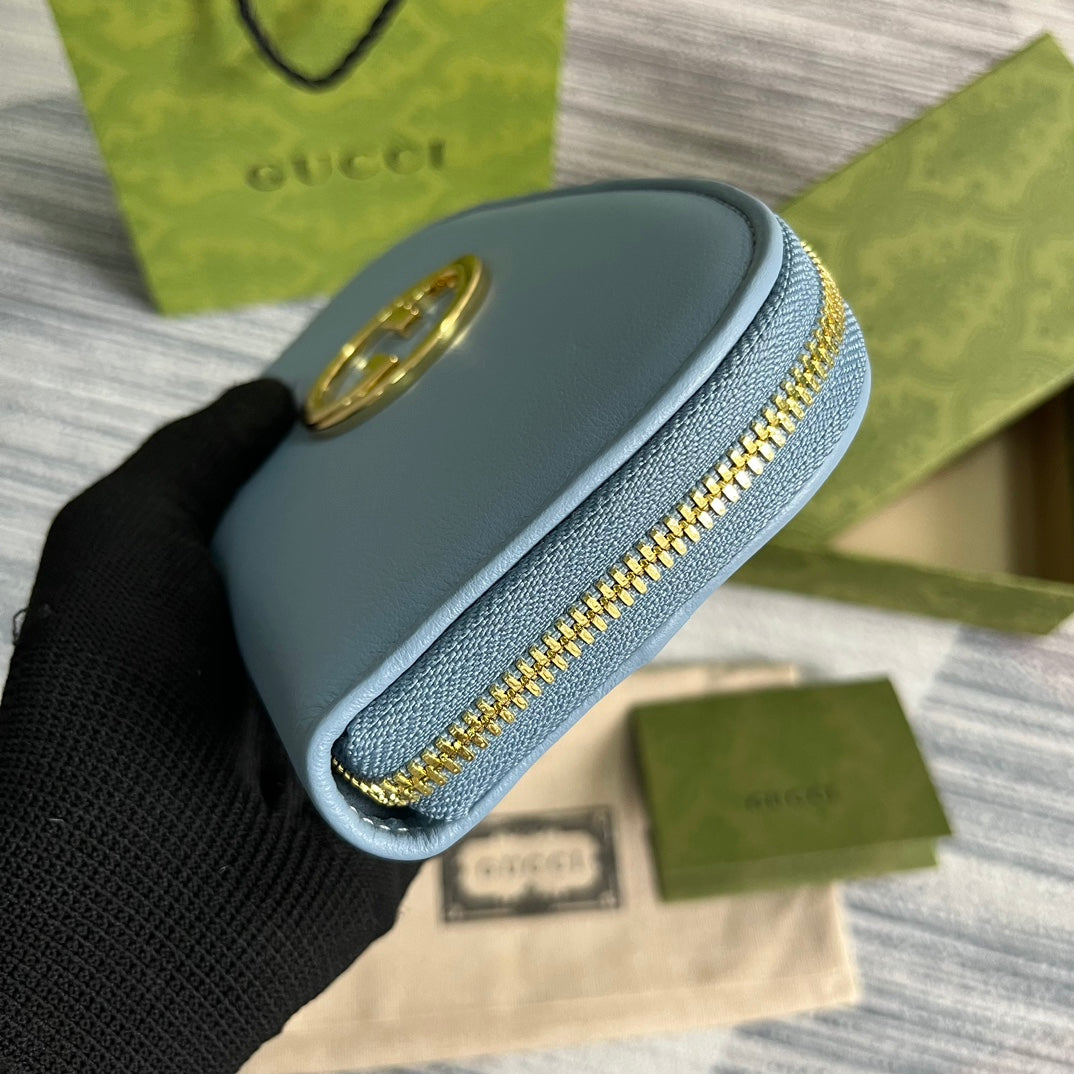 GG BLONDIE 21 FULL ZIP WALLET IN BLUE PASTEL CALFSKIN mysite