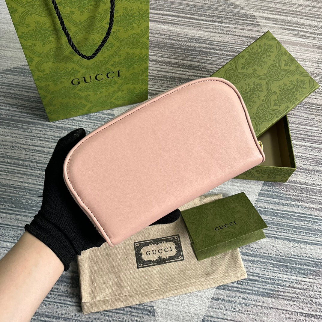 GG BLONDIE 21 FULL ZIP WALLET IN LIGHT PINK CALFSKIN mysite