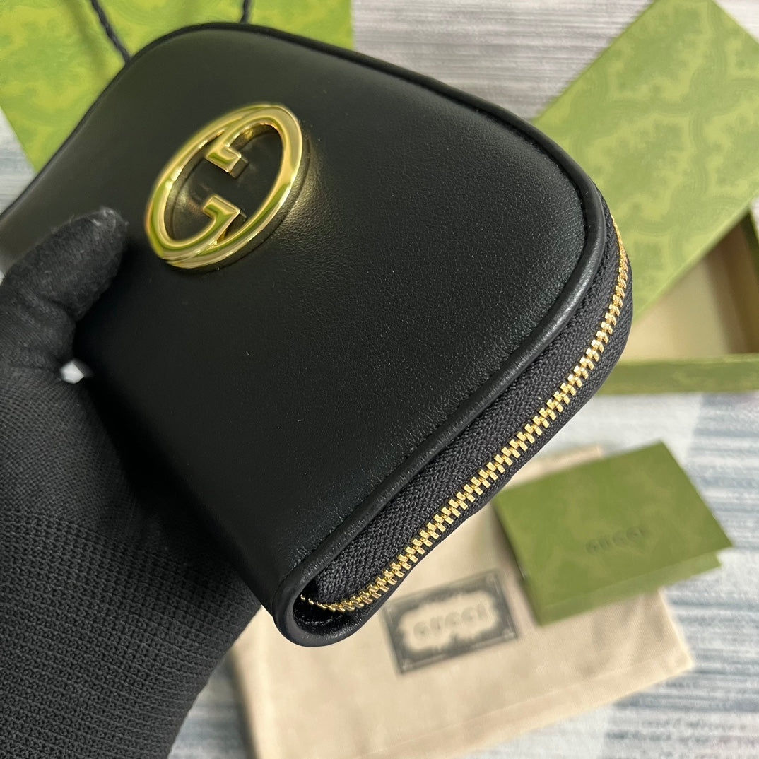 GG BLONDIE 21 FULL ZIP WALLET IN BLACK CALFSKIN mysite