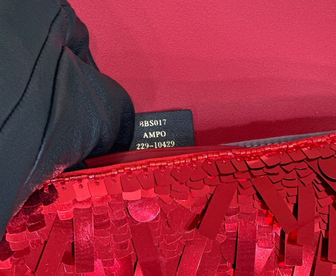 BAGUETTE MINI 19 IN RED SEQUINS GOLD HARDWARE mysite