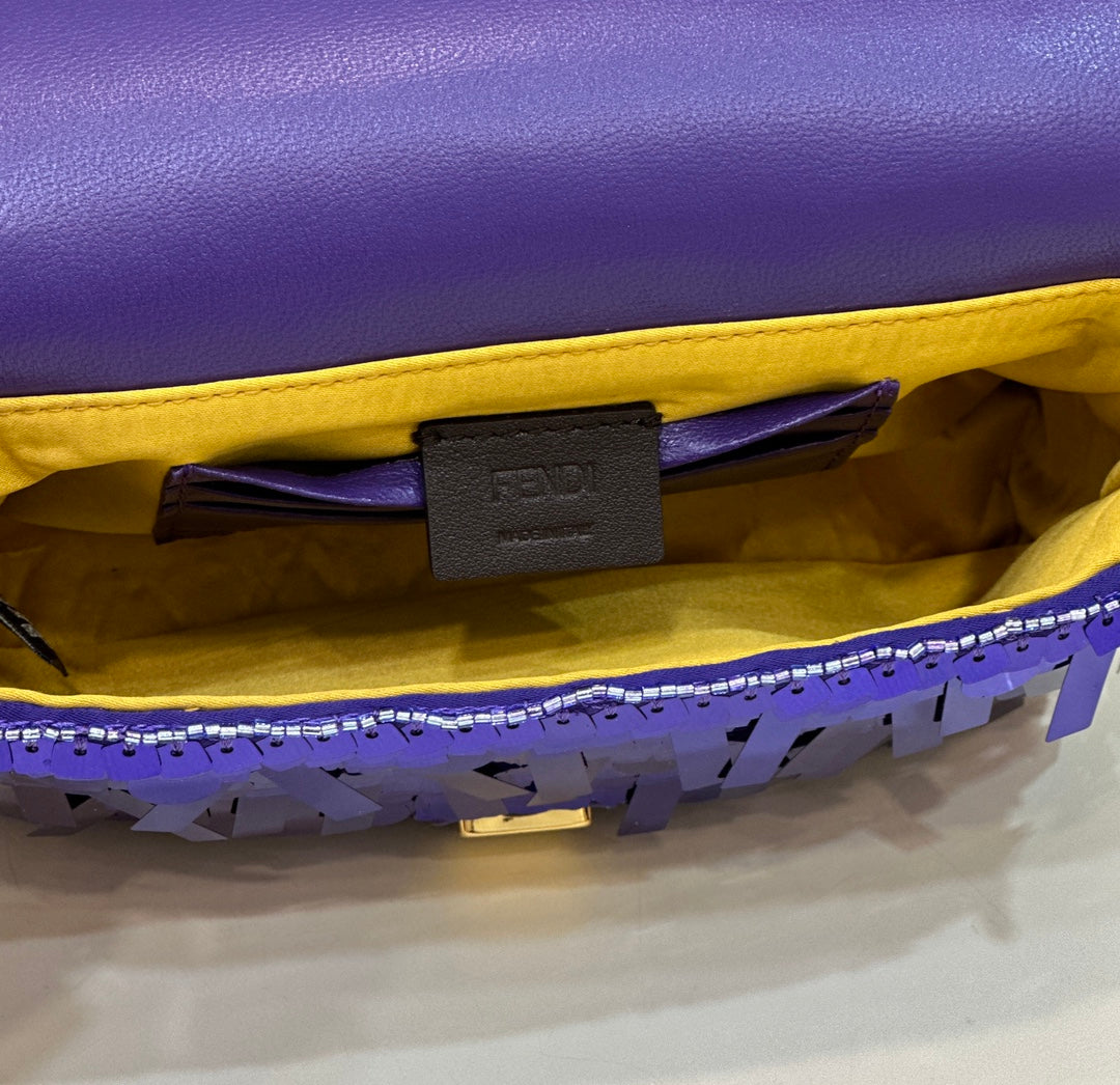 BAGUETTE MINI 19 IN GRAPE JELLY SEQUINS GOLD HARDWARE mysite