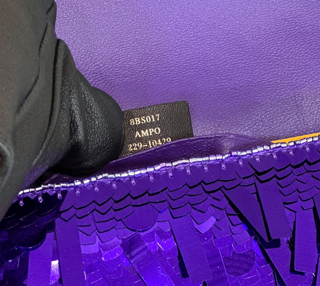 BAGUETTE MINI 19 IN GRAPE JELLY SEQUINS GOLD HARDWARE mysite