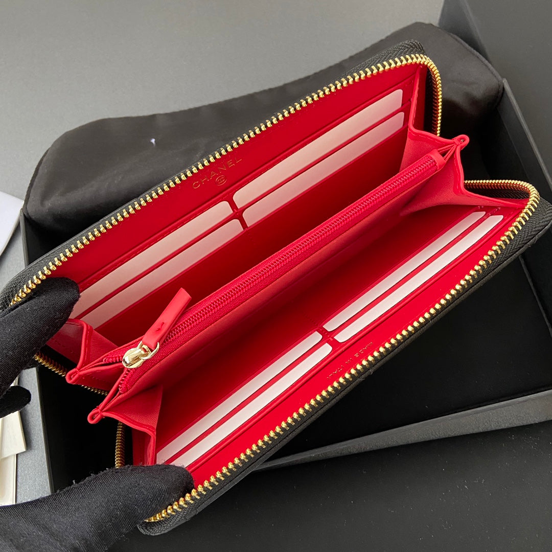 CC 19 Zipped Wallet 19cm Black Calfskin mysite