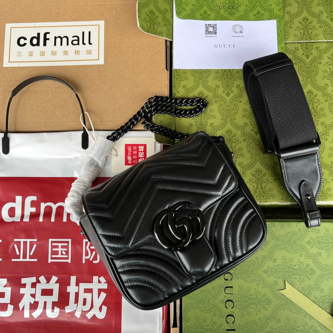 gg marmont mini 18cm all black calfskin mysite