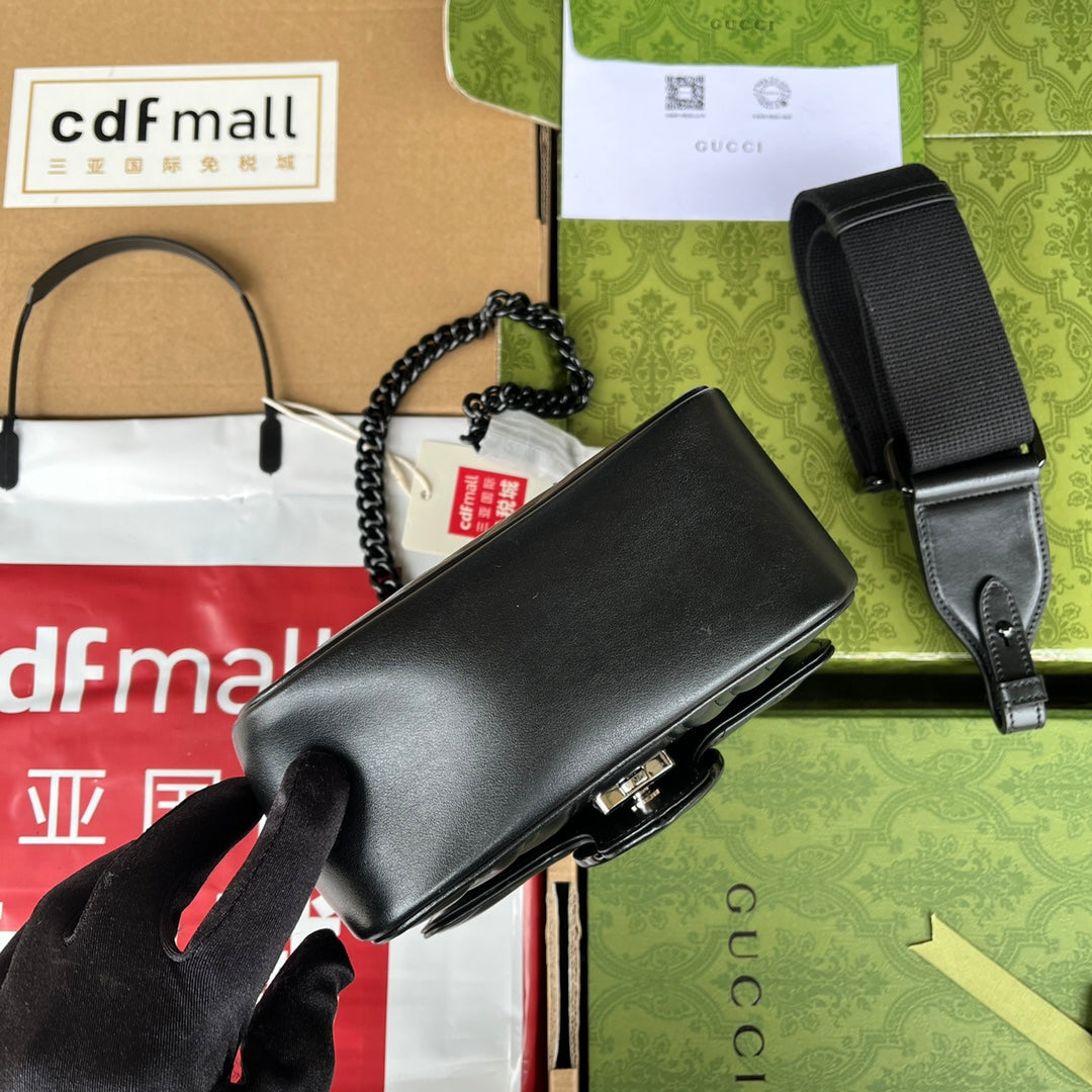 gg marmont mini 18cm all black calfskin mysite