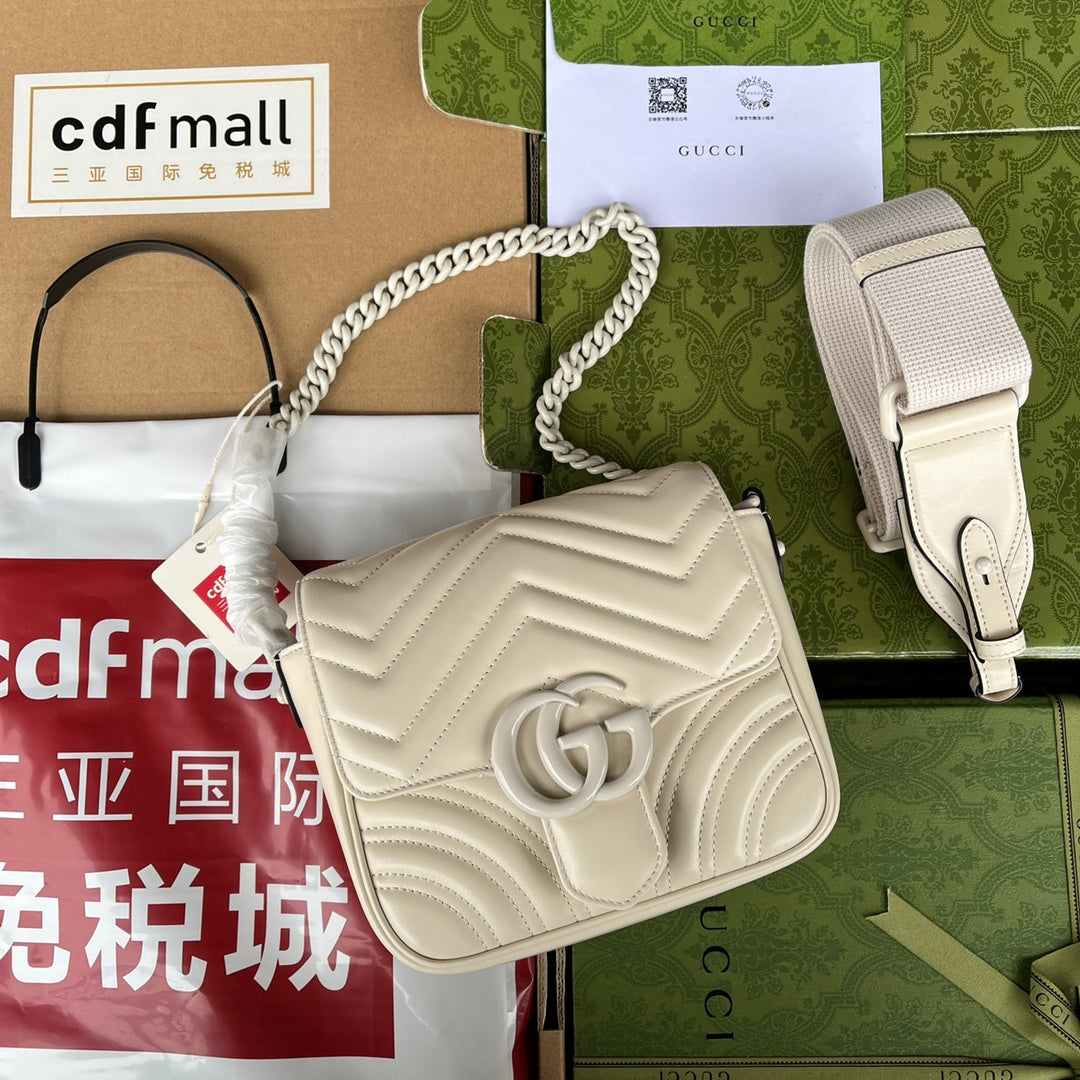gg marmont mini 18cm all white calfskin mysite