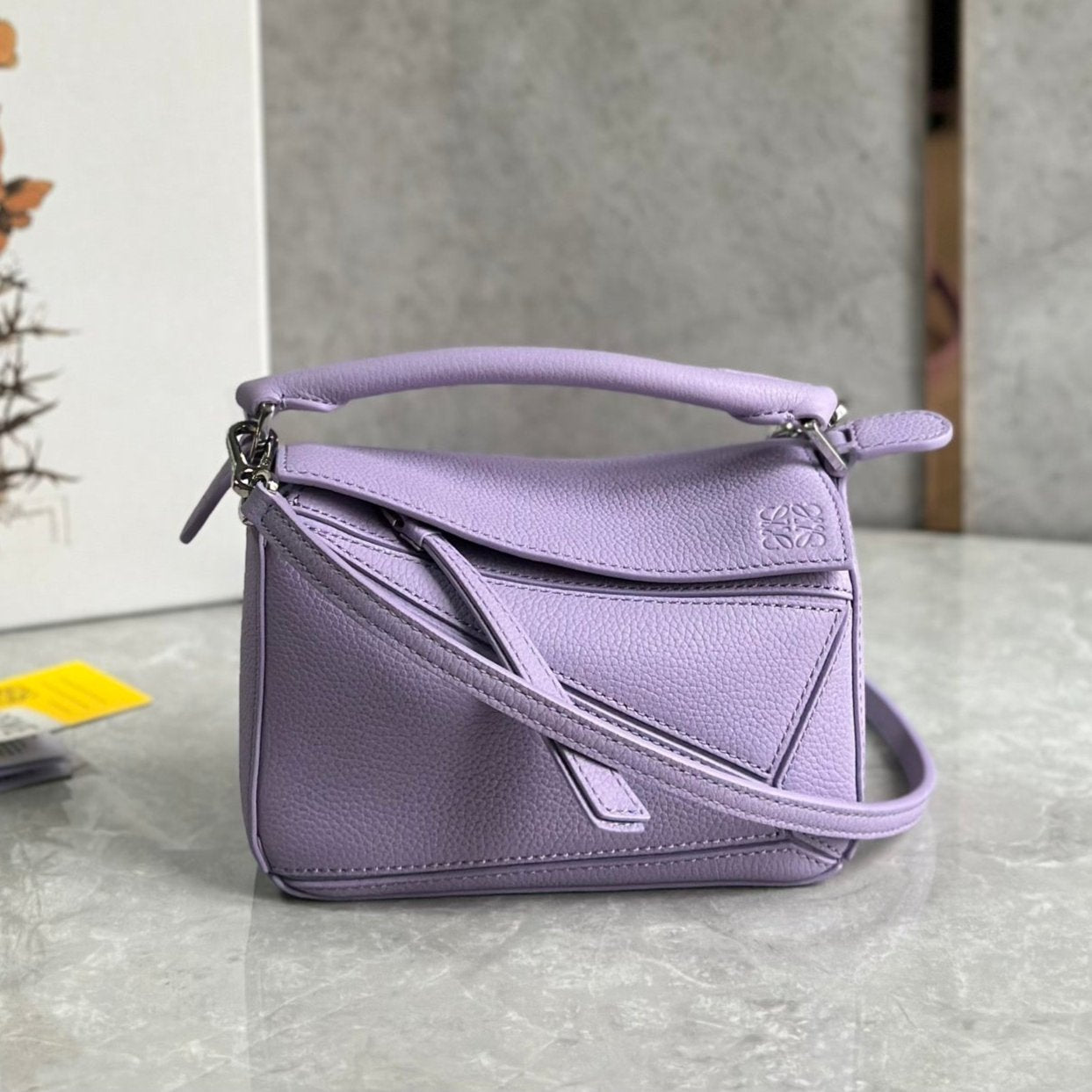 LOE MINI 18 PUZZLE BAG IN LIGHT PURPLE CALFSKIN mysite