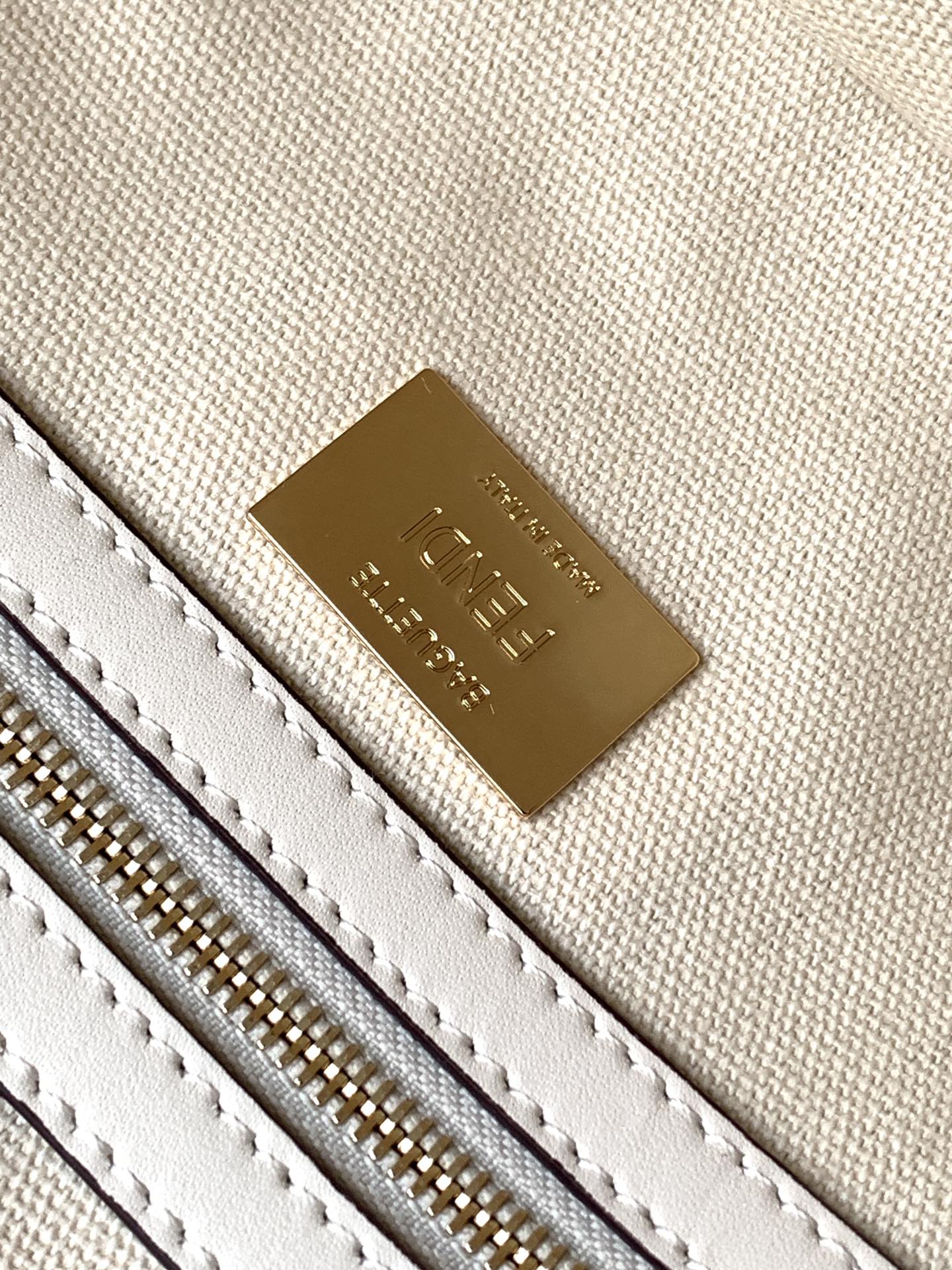 Fend Baguette White and Multicolour Canvas Bag 27 with FF Embroidery Ghw mysite