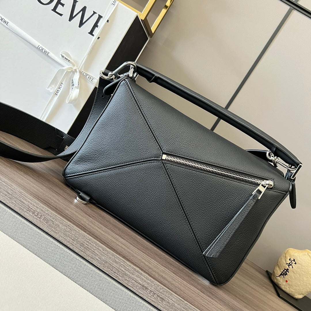 Puzzle bag 29cm in soft grained black calfskin mysite