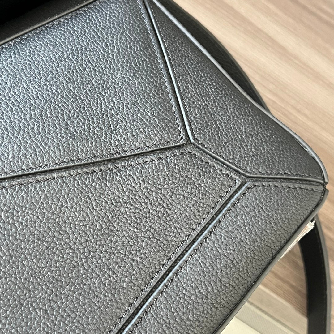 Puzzle bag 29cm in soft grained black calfskin mysite